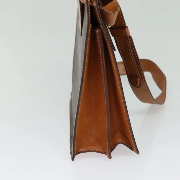 CELINE Macadam Canvas Shoulder Bag PVC Leather Brown Gold - Picture 3 of 16